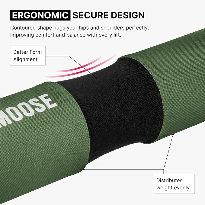 DMoose Fitness Barbell Pad for Hip Thrust, Squat & Lunges - Non-Slip Thick Foam Cushion for Neck and Back Support with Two Straps - Hip Thrust Pad for Leg Day - Fits All Olympic Bars and Smith Machine