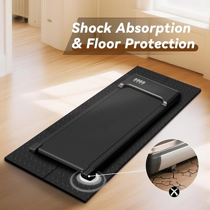 Walking Pad Mat for Carpet - 0.25" Thick Foldable Treadmill Mat | Non-Slip High Density for Bike, Elliptical, Home Gym Use