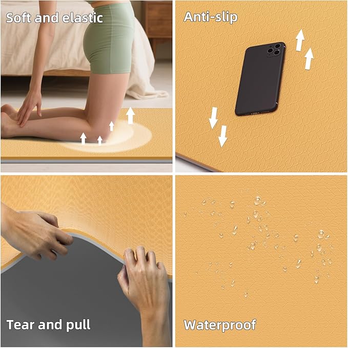 Extra Wide Yoga Mat 76"x40"x10mm TPE Non-Slip Fitness Exercise Mat | Thick 10mm Premium TPE, Extra Large for Pilates, Workout and Home Gym. Ideal for Men and Women