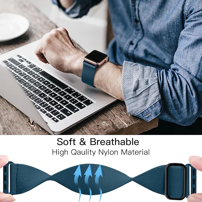 Lerobo Braided Band Compatible with Apple Watch Series 11 10 9 8 7 46mm 45mm 41mm Ultra SE 3 2 1 49mm Series 6 5 4 3 44mm 40mm 38mm 42mm Men iWatch Bands Women Stretchy Nylon Solo Loop Sport Strap