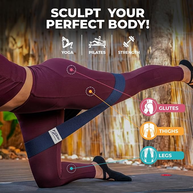 HABBY Sport Fabric Resistance Bands Set of 4 - Non-Slip Thick Fabric Booty Workout Loop Bands for Legs, Glutes, Home Gym, Physical Therapy, Strength Training - Unisex - FLEXUNO