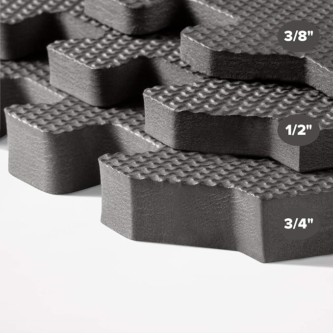 We Sell Mats 1/2 Inch Thickness Multipurpose EVA Foam Floor Tiles, Interlocking Floor Mat for Indoor Gym and Home Use, 24 in x 24 in, Charcoal Gray, 24 Square Feet (6 Tiles)