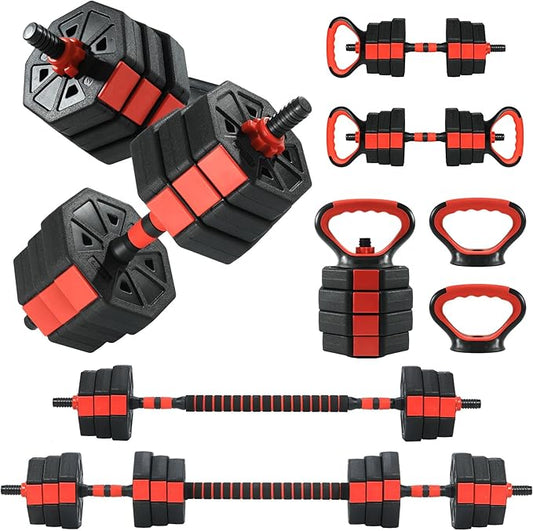 Garvee Adjustable Dumbbell Set, 44/66/88Lbs Free Weight Set with Connector, 4 in 1 Gym Set Used as Kettlebell, Dumbbell, Push up Stand, Weight Plate, Home Gym Weight Dumbbells Set, Fitness Exercises