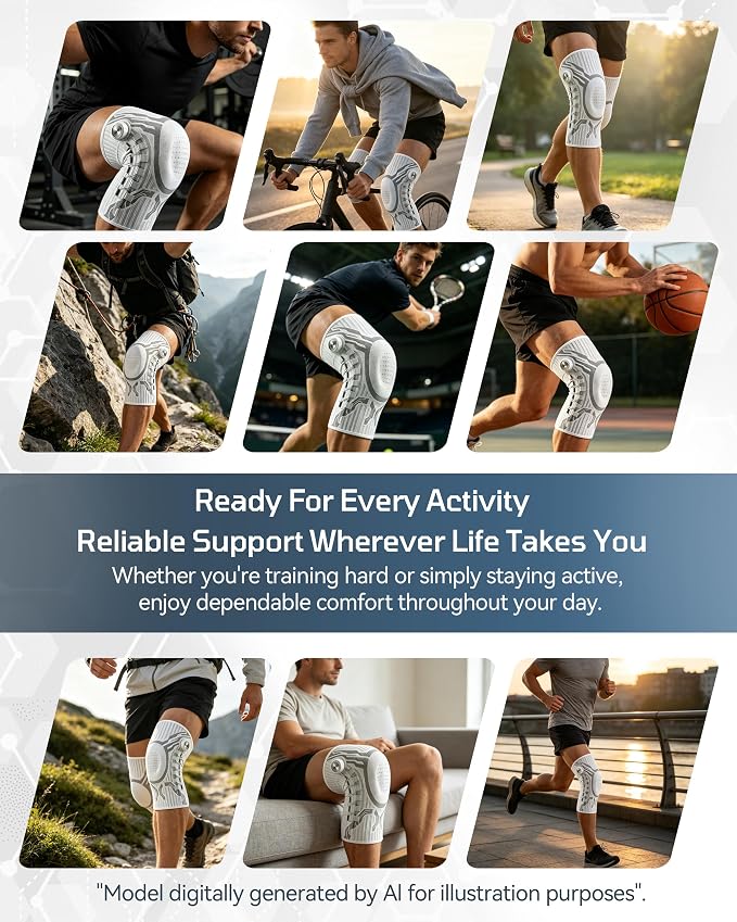 Knee Sleeve, Adjustable Knee Brace With Precision Dial, Patella Gel Pad & Side Stabilizers For Running, Workout