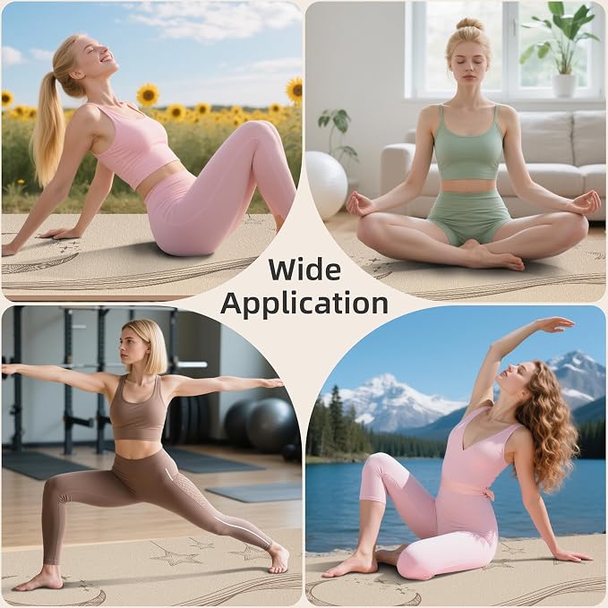HAHE Extra Wide Yoga Mat, 72"x40"x0.4"Thick, Large Exercise Mats | Oversized Non Slip Workout Mat with Strap for Yoga, Pilates, Fitness, Home Gym Studio, Yoga Mats for Men & Women