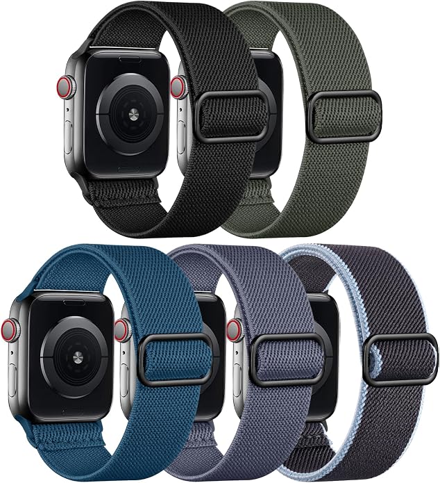 Adorve Stretchy Band Compatible with Apple Watch Bands Ultra 3/2/1 49mm 46mm 45mm 44mm 42mm 41mm 40mm 38mm Men Women, Soft Nylon Elastic Braided Strap Fits for iWatch Series 11/10/9/8/7/6/5/4/3/SE3-1