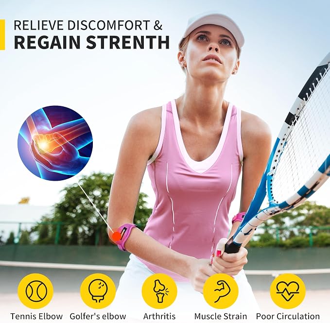 CAMBIVO 2 Pack Tennis Elbow Brace Strap for Tendonitis, Rose Pink | EVA Compression Pad, Adjustable Strap with Premium Velcro, for Men and Women, Golfer's Elbow, Counterforce Brace, Breathable