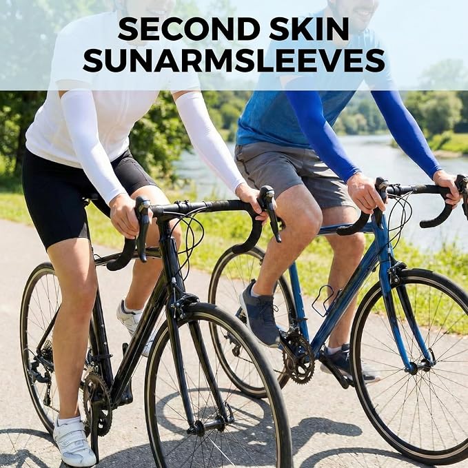 Mudder 8 Pairs UV Sun Protection Cooling Arm Sleeves for Men Women Youth Silk Compression Arm Cover Breathable Outdoors Sport