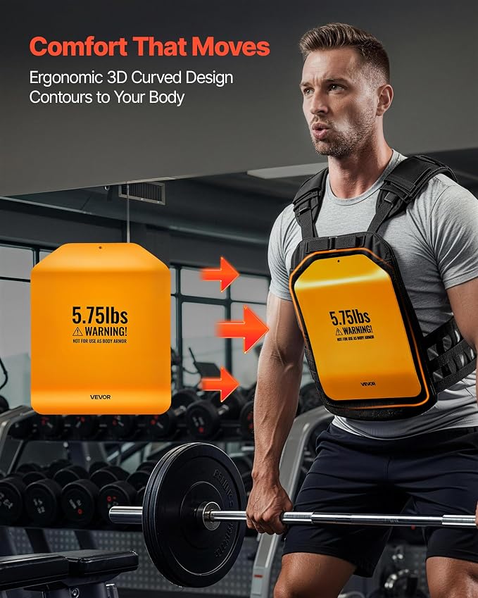 VEVOR Weight Vest Plates, 5.75/8.75/14.5/19.75 LB Pairs, Premium Steel Weighted plates, Additional Weight for Weight Vests, for Strength Training, Running, Fitness, Heavy Workouts