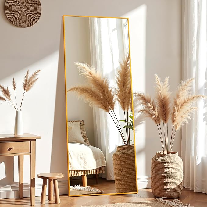 Gold Full Length Mirror XX-Large, 71x26 Standing Floor Mirror for Bedroom | Room Decor Accent for Outfit Checks with Big Mirror, Bedroom Accessories, Standing Mirror Wall and Home Decor Living Room