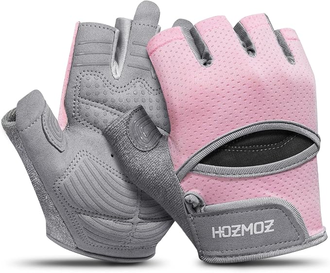 HOZMOZ Ventilated Weight Lifting Gloves, Thick Padded Workout Gym Gloves with Full Palm Protection & Grip & Shock Absorption for Women & Men's Fitness Exercise Training