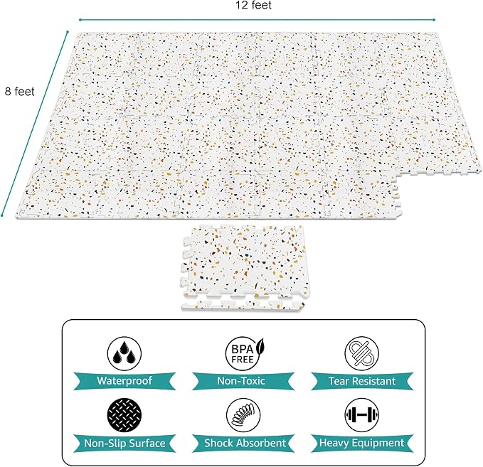 Sorbus Wood Grain Floor Tiles Foam Mat EVA Interlocking Mats Tile 3/8-Inch Thick Flooring Wood Puzzle Exercise Mats w/Borders - Home Playroom Basement, Apartment, Trade Show, Baby, Dance