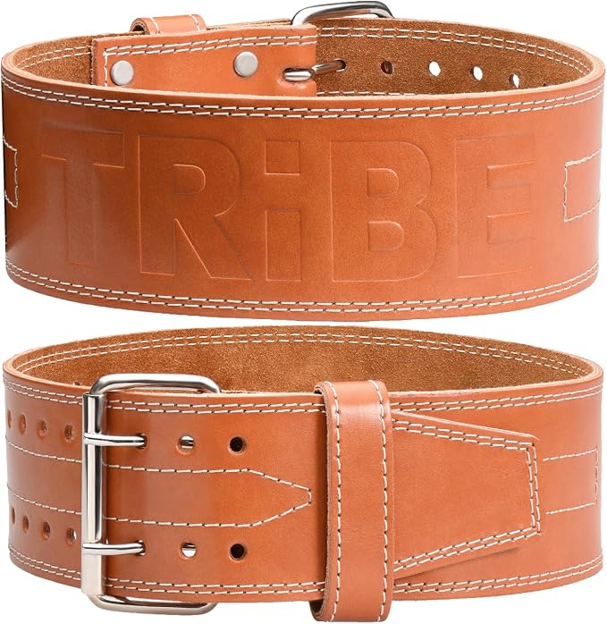 5mm Genuine Leather Weight Lifting Belt for Squats and Deadlifts | 4-inch lumbar support, two-prong buckle, double-layer construction, comfortable adjustable fit for heavy lifts