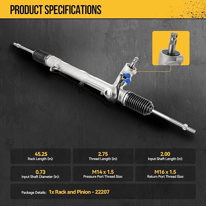 KAC Hydraulic Power Steering Rack and Pinion for Mustang 80-93, Thunderbird 80-88, Mark VII 84-92, Cougar 84-88, LTD 84-85 5.0L, Capri 80-86, Continental 82-87, Fairmont 80-83 Replace# 22207