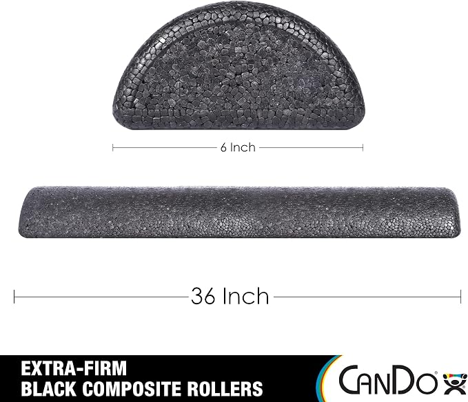 CanDo Black Composite High-Density Roller, Half-Round, 6"" X 36