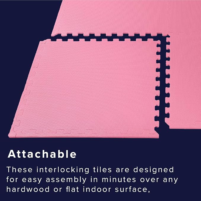 We Sell Mats 1/2 Inch Thickness Multipurpose EVA Foam Floor Tiles, Interlocking Floor Mat for Indoor Gym and Home Use, 24 in x 24 in, Pink, 100 Square Feet (25 Tiles)