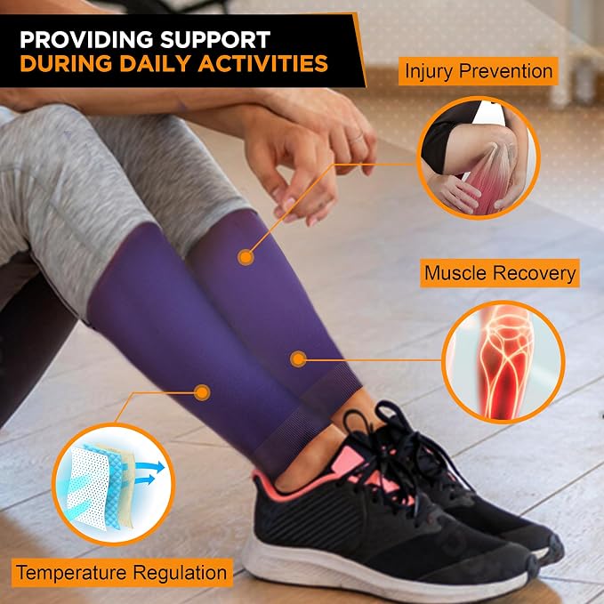 Doc Miller Compression Calf Sleeve for Men & Women, 20-30mmHg | Graduated Support for Running, Shin Splints, Calf Strain, Knee High, Small to 6XL Plus Size