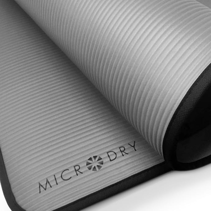 MICRODRY Multi-Purpose Fitness Mat, Cushioned & Non-Slip Foam for Yoga, Pilates, HIIT, Skid-Resistant and Tear-Resistant, 24"x72" with Carry Strap