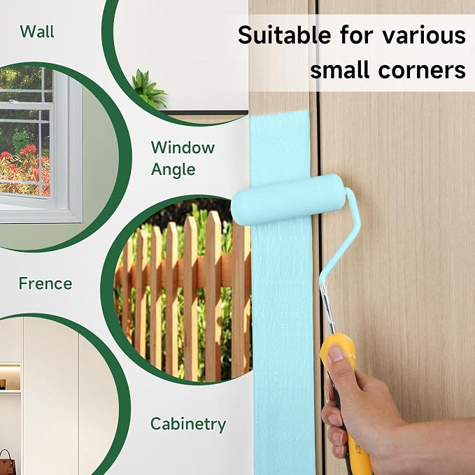 VOOMEY Mini Paint Roller Covers, 4 Inch High Density Foam Roller, 24 Pack | Small Paint Roller, Fits All Flat Surfaces, Including Walls, Cabinets, Furniture, Doors, Tables & DIY Painting Projects
