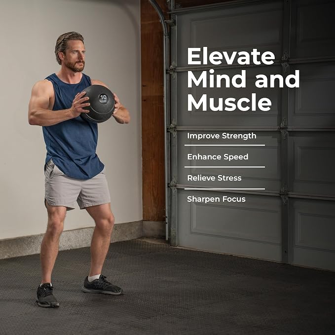 Sunny Health & Fitness Slam Medicine Ball - Sand-Filled, No-Bounce | 10-50LB, Sand-Filled, No-Bounce Core, Treaded Rubber Grip, Durable Flexible Shell, Full-Body Training, High-impact
