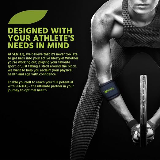 Tennis Elbow Brace: Arm Band for Tennis Elbow, Golfer Elbow and Forearm Support, Neoprene Wraps and Strap, Braces for Men and Women (Blue)