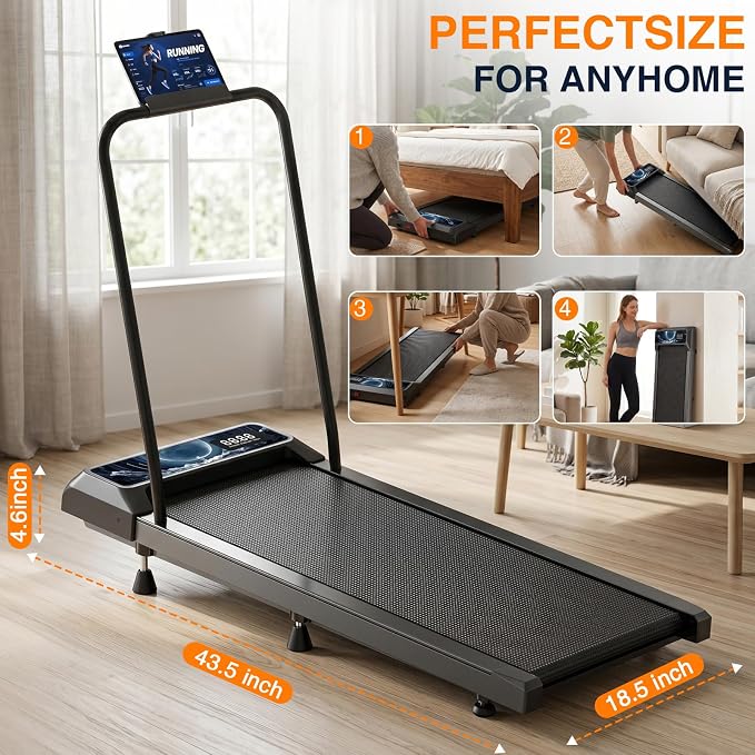 Walking Treadmill Pad with 0-8% Incline ，2.5HP 270 lbs，Compact Design—Fits Perfectly in Any Corner，Suitable for Home and Office Use