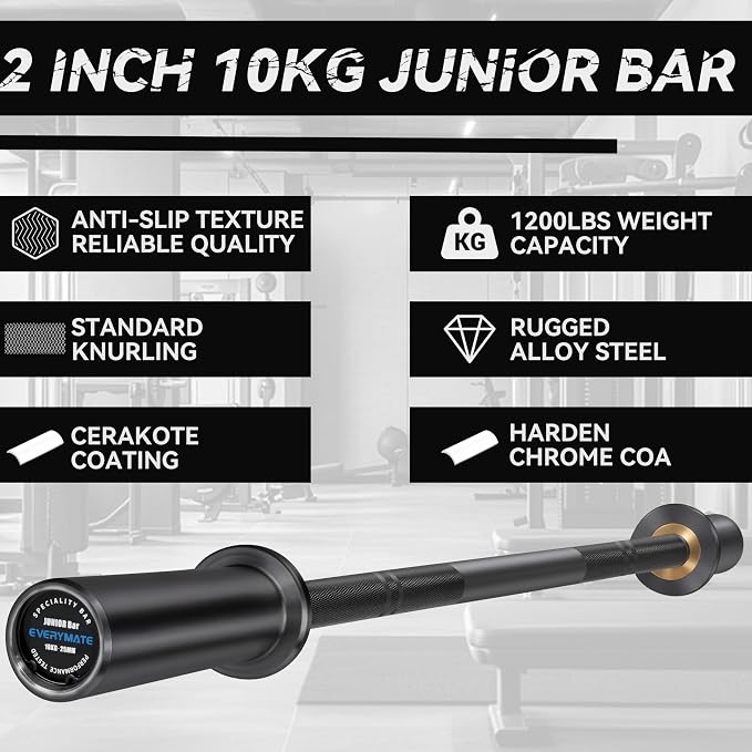 EVERYMATE 5LB Mini Barbell Bar Beginner Women Kid Barbell Total Body Workout Weighted Bar,for Strength Training, for Youth Children New Weightlifting