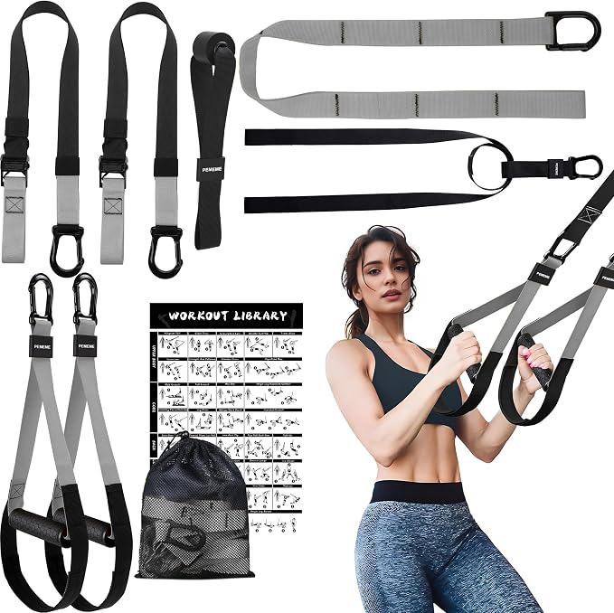 Home Resistance Training Kit | Full-Body Workout with Suspension Trainer Straps, Door Anchor, Handles, and Carrying Bag | Complete Home Gym Equipment