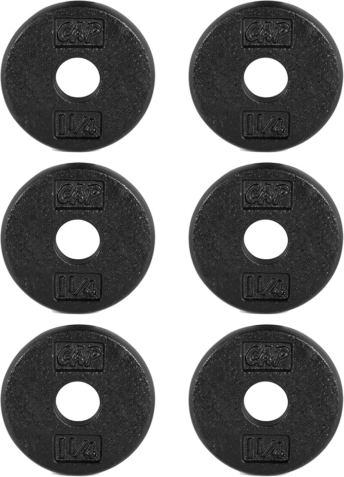 CAP Barbell Standard 1-Inch Cast Iron Weight Plates - Singles & Sets | 1.25-50 lbs | Multiple Options