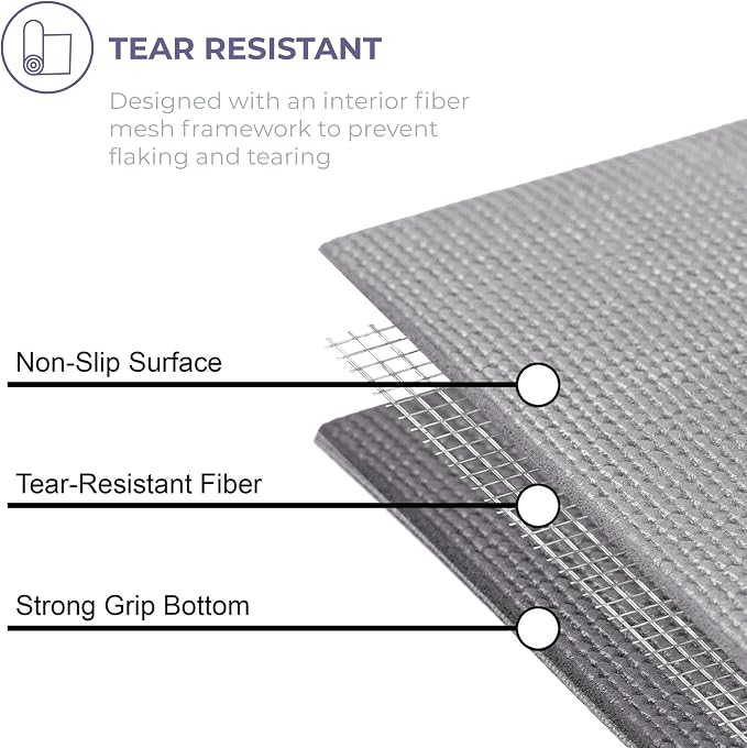 Voyage 5mm Studio Yoga Mats, 6 Pack, 72x24in | Extra Long, Anti-Tear Exercise Mats for Workout, Stretching, Fitness - Non Slip Gym Mats for Home, Schools and Studios