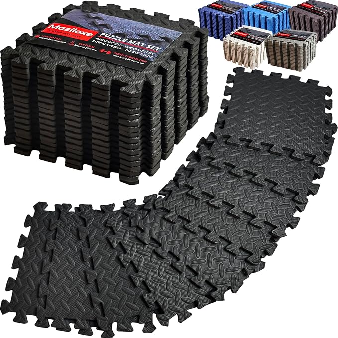 Gym Flooring for Home Gym, 18 PCS Anti-Slip Interlocking Foam Floor Tiles, 12.6"x12.6"x0.4" EVA Exercise Mats, Puzzle Floor Mat For Workout, Yoga, Kids Play Area, Treadmill, Garage