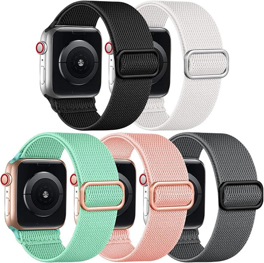 Adorve Stretchy Band Compatible with Apple Watch Bands Ultra 3/2/1 49mm 46mm 45mm 44mm 42mm 41mm 40mm 38mm Men Women, Soft Nylon Elastic Braided Strap Fits for iWatch Series 11/10/9/8/7/6/5/4/3/SE3-1
