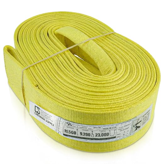 DD Sling (USA Made). Multiple Sizes in Listing! 4" x 35', 2 Ply Twisted Eye, Nylon Lifting Slings, Eye & Eye, Heavy Duty (900 Webbing), lbs Vertical, Choker, Basket Load Capacity (4" x 35')