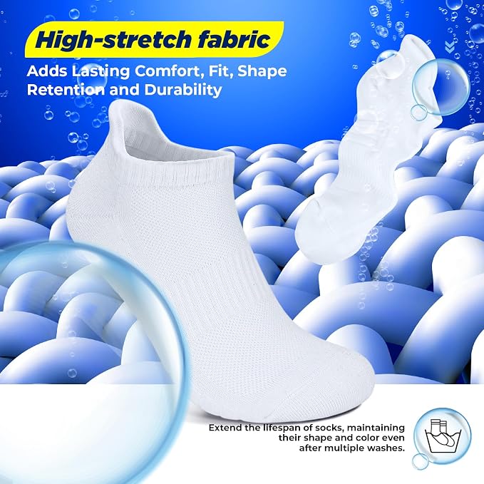 TANSTC Athletic Running Ankle Socks for Men Women, Cushioned Low Cut Sport Tab Socks, 6 Pack