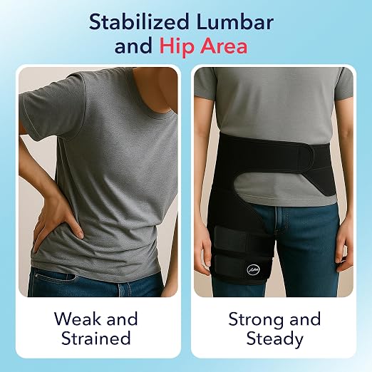 Dr. Arthritis Hip Brace, Adjustable Sciatic Nerve Brace & Stabilizer for Pulled Muscles & Injury Recovery, Hamstring Compression Sleeve Support, Sciatica Pain Relief Devices for Men & Women (BLK, S/M)