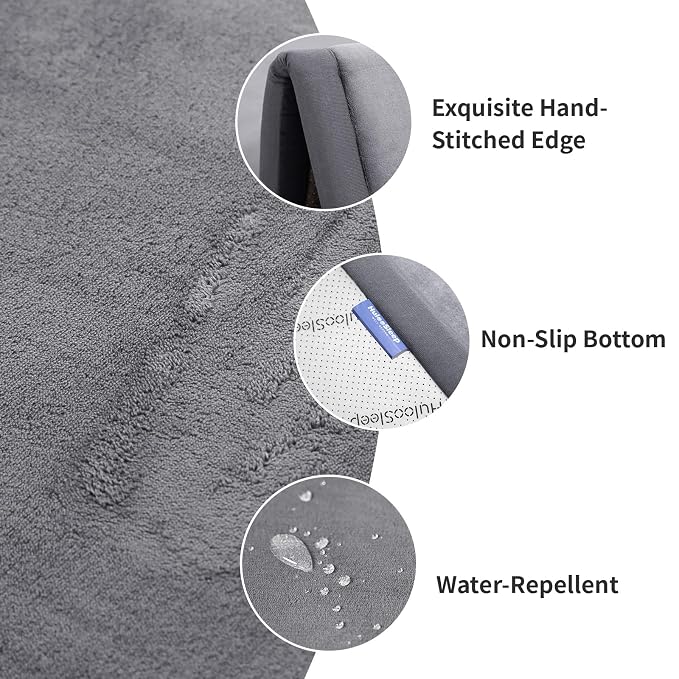 Huloo Sleep 2" Thick Play Mat for Babies Toddlers,Extra Safety Anti-Fall Cushion Mat, Non-Slip Water-Repellent Coral Velvet,28"x72" Bedside Rug for Kids Room (Dark Gray)