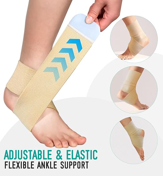 Ankle Support Brace for Men & Women, Adjustable Compression Strap for Sprains, Plantar Fasciitis, Achilles Tendonitis, Running, Workout, Sports – Fits Left & Right Foot (2, Khaki, Small)