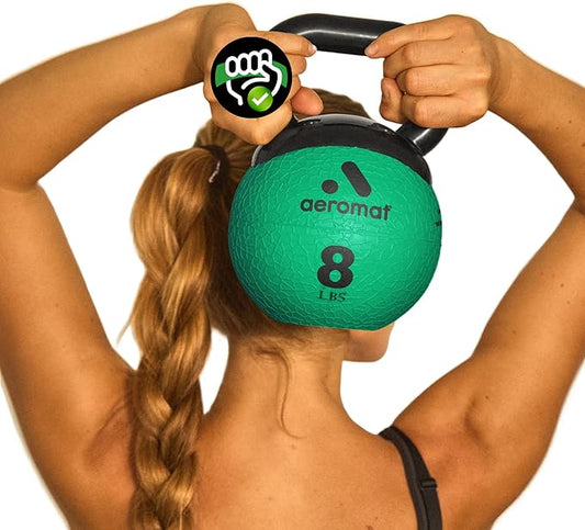 Aeromat Elite Mini Kettlebells – Weighted Exercise Medicine Ball with Anti-Slip Grip & Wide Handle, Strength Training Kettlebell for Squats, Workouts, & Home Gym Use