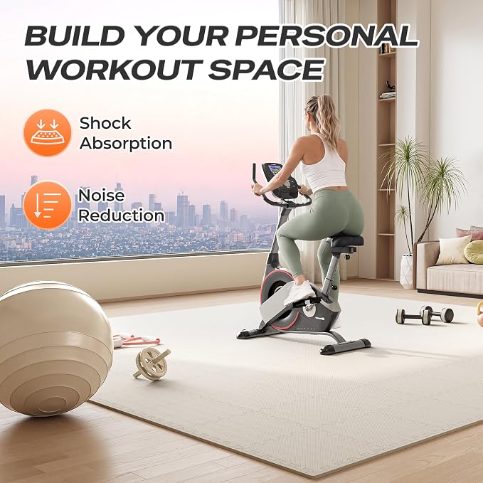 SUPERJARE Gym Floor Mats, EVA Foam Puzzle Exercise Mats, Interlocking Floor Mats, Cushioned Foam Floor Tiles, Gym Flooring Workout Mat for Home Gym, Playroom, Garage, 12.6"x12.6"x0.4"