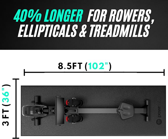 Rowing Machine Mat for Hydrow, Concept 2, Peloton Rower,Treadmill | Extra-thick PVC, Sweat and waterproof, Non-slip surface, 12-month warranty, USA-based support