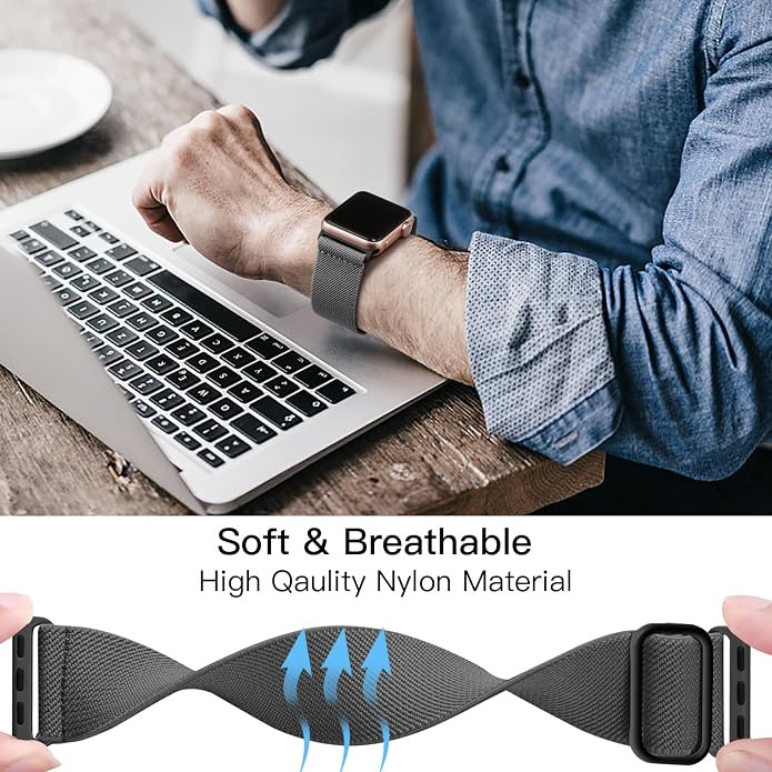 Lerobo Braided Band Compatible with Apple Watch Series 11 10 9 8 7 46mm 45mm 41mm Ultra SE 3 2 1 49mm Series 6 5 4 3 44mm 40mm 38mm 42mm Men iWatch Bands Women Stretchy Nylon Solo Loop Sport Strap