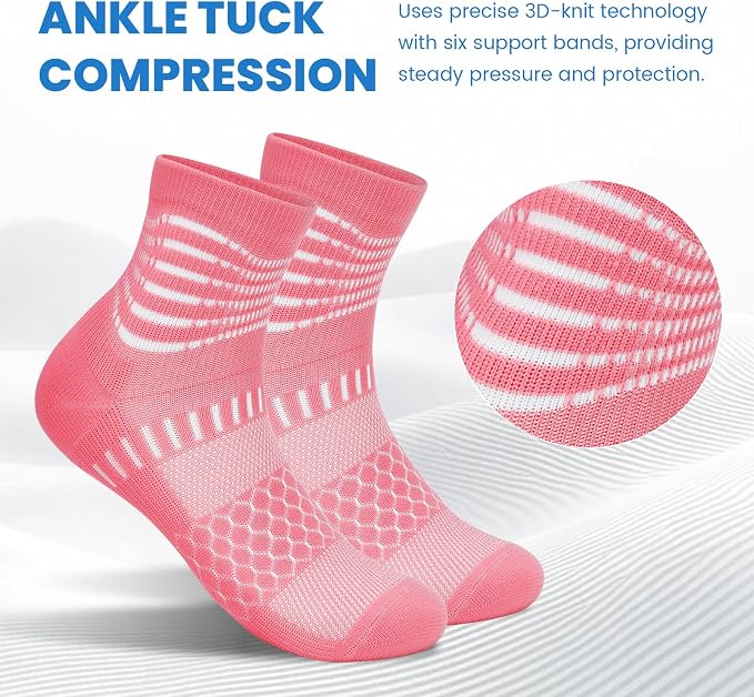 IRAMY Ankle Compression Socks for Women Men Plantar Fasciitis Relief 3/5 Pairs Cushioned Athletic Running Socks