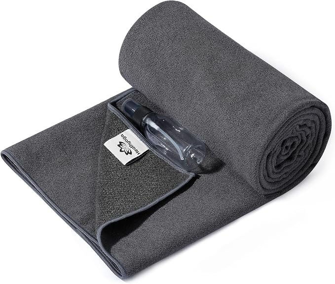 Heathyoga Yoga Mat Towel Non Slip for Hot Yoga Towel with Silicone Grip & Free Spray Bottle, 72"X26" Extra Large Microfiber Yoga Towel for Bikram, Pilates, Fitness
