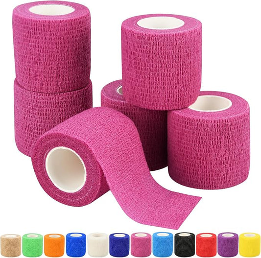 6pcs 2in Self Adhesive Bandage Wraps, 12 Colors, 5 Yard Wraps for Sports