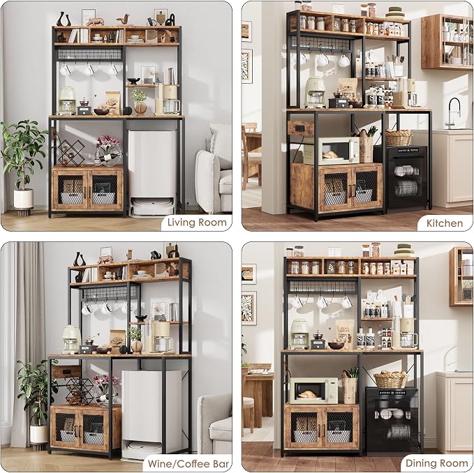 Garvee Microwave Stand & Fridge Stand, Baker's Rack with Power Outlet