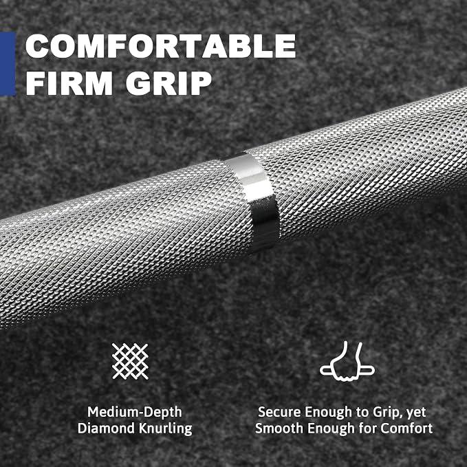 LIONSCOOL 4ft/4.9ft/6ft 2-Inch Olympic Barbell for Strength Training | Weightlifting, Squat, Curl, Deadlift, Press, Hip Thrust Straight Weight Bar, 350/500lbs Capacity, Chrome, Black, Silver, Red