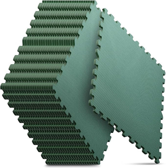 24 Pack 96 sqft Home Gym Mat, Puzzle Exercise Mat, EVA Interlocking Foam Floor Tiles for Home Workout Equipment and Kids' Play Areas - Blue, 24 in x 24 in x ½ in - (Green, 24 Pack(96 SQ FT))