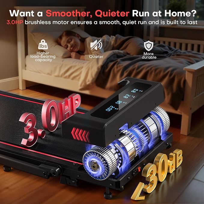 Treadmills for Home, App Compatible, 5 in 1 7.5MPH Foldable Treadmill with 10% Incline, 3.0HP Brushless Drive, 12 HIIT Programs, Full Screen LED Display, Remote Control, 400 LBS Weight Capacity