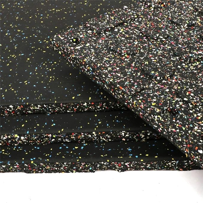 MYOYAY 4 Pack Interlocking Tile 20" x 20”x 1”Heavy Duty Rubber Flooring Mat Anti-Vibration Anti-Slip Exercise Mats for Gym Equipment and Cushion for Workouts, Cover 11.12 Sq.Ft…