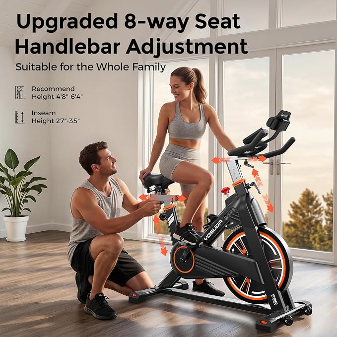 YOSUDA PRO Magnetic Exercise Bike 350 lbs Weight Capacity - Indoor Cycling Bike Stationary with Comfortable Seat Cushion, Silent Belt Drive
